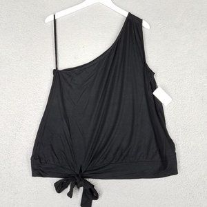 NEW Torrid 2/ 2X Tank Top One Shoulder Super Soft Knit Front Tie Crop Stretch